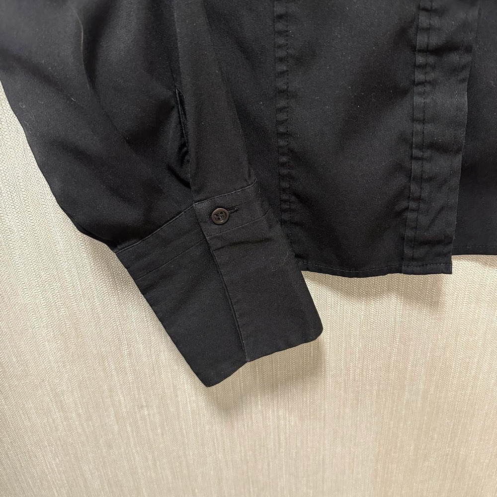 Express Black Collared Stretch Button Down Dress … - image 3